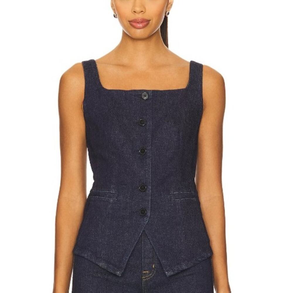 SPANX Dark Indigo Denim Square Neck Tank Top